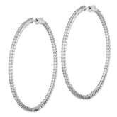 Sterling Shimmer Sterling Silver Rhodium-plated 166 Stone 2mm CZ In and Out Round Hinged Hoop Earrings